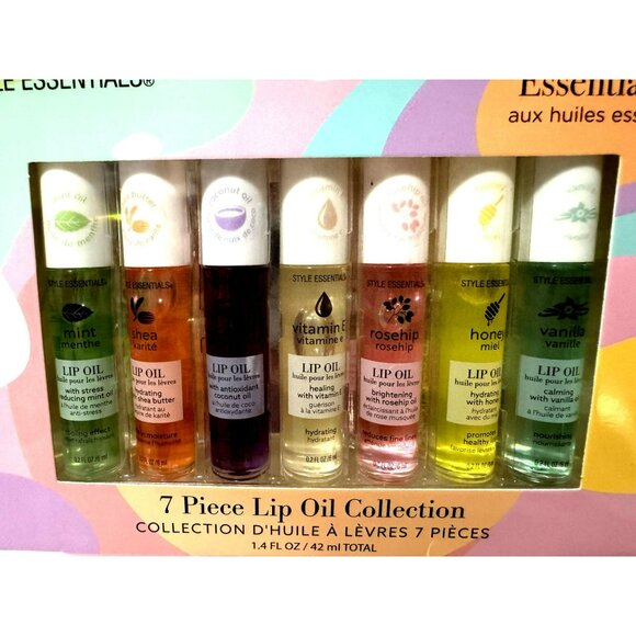 EXPRESSIONS 7pc Lip Oil Collection w Essential Oils Hydrating Roll On Lip Oils - Picture 2 of 6